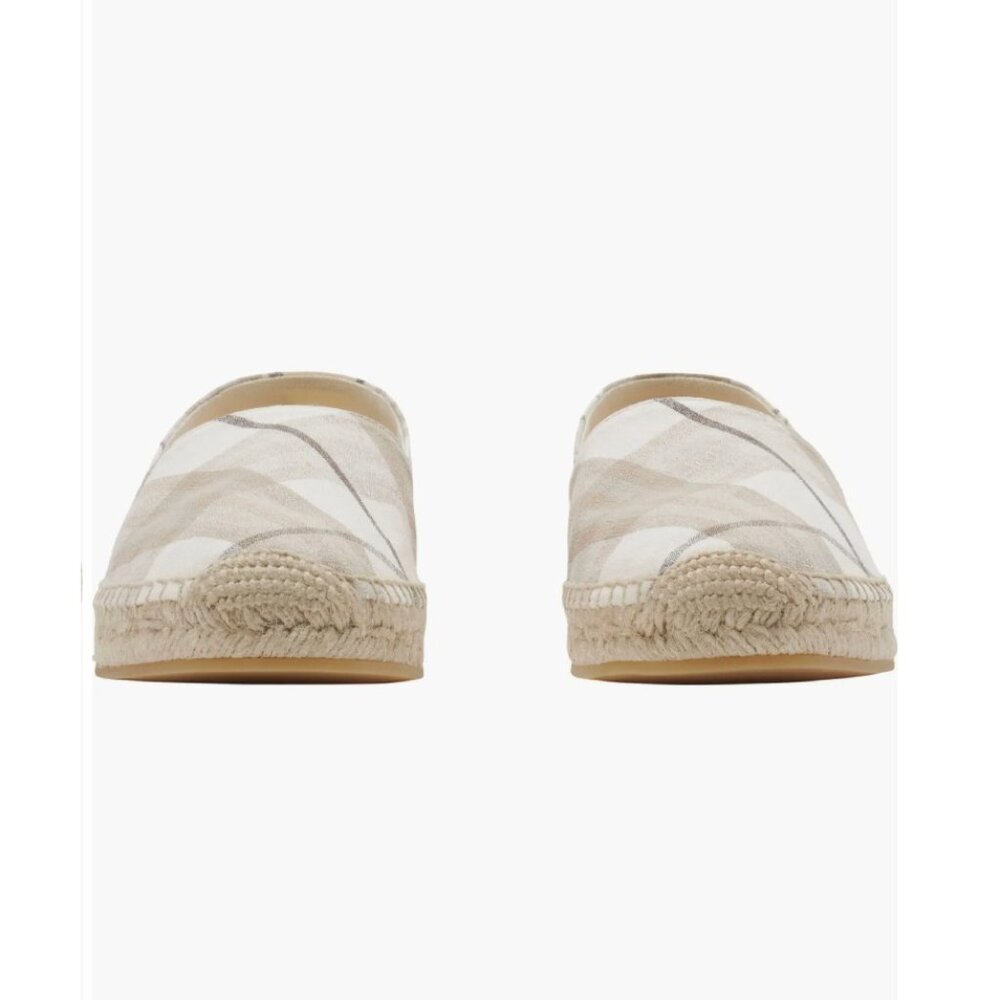 Burberry Mews Check Espadrille Flat Women Cotton Ip Check Grey Beige 9US / 39EU - Picture 2 of 13